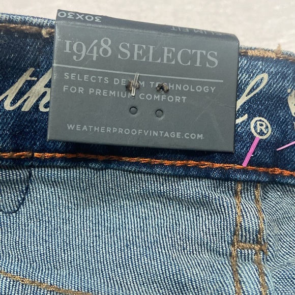 WEATHERPROOF VINTAGE NWT Size 30 X 30 1948 Selects Milton Slim Fit Blue Jeans - Picture 3 of 15